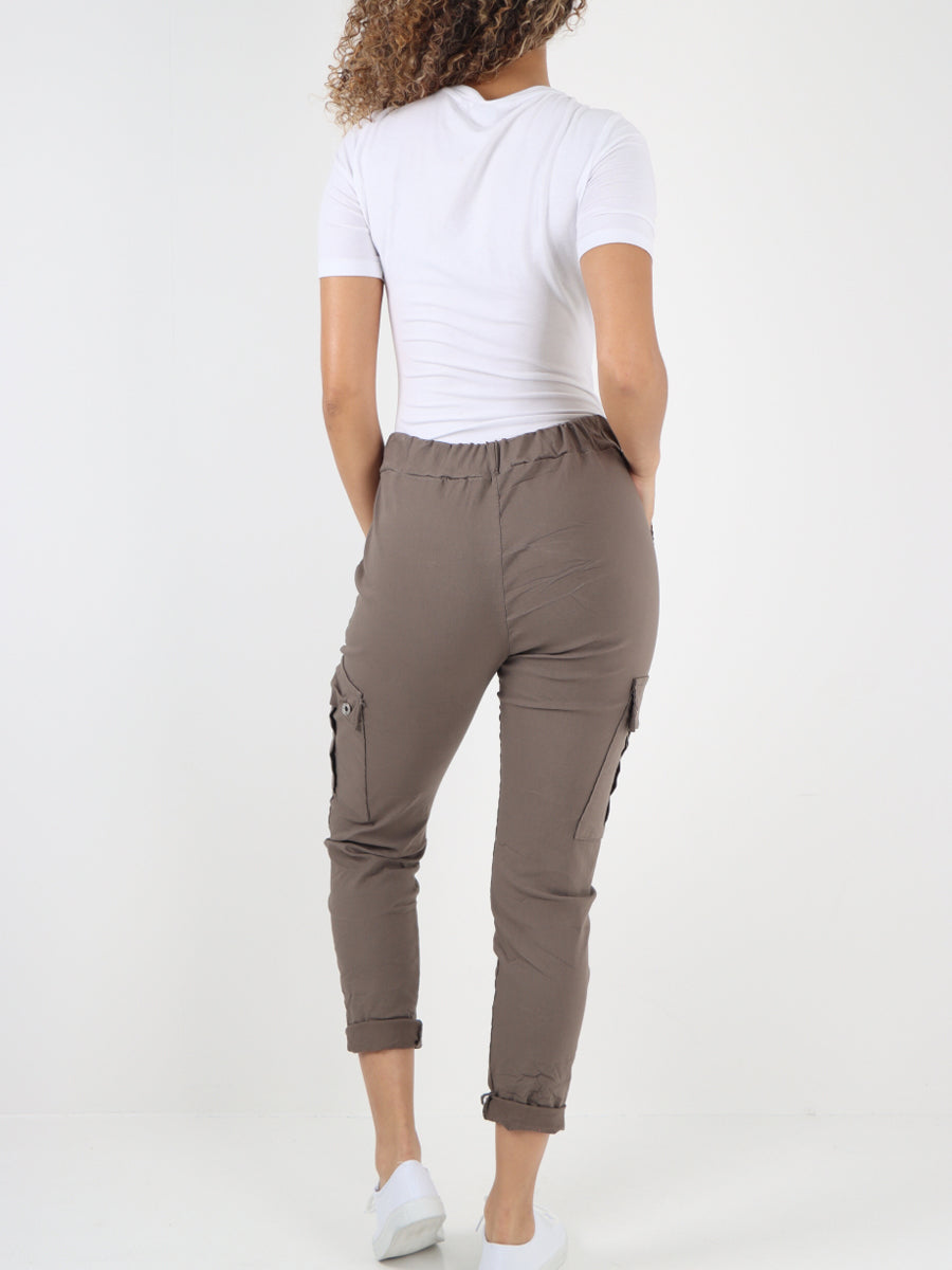 Italian Plain Cargo Magic Pants - Mocha